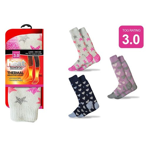 Ladies patterned thermal foot coverings