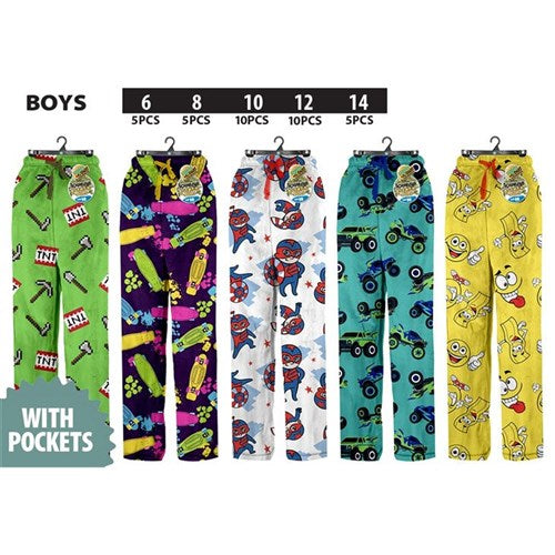 Boys PJ Lounge Pants with Pockets Style 2 Assorted