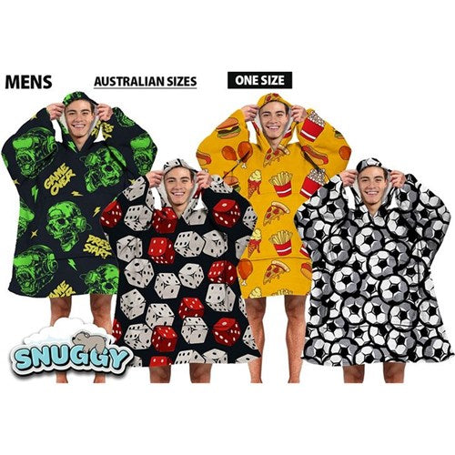 Mens patterned oversized fleece wearable blanket