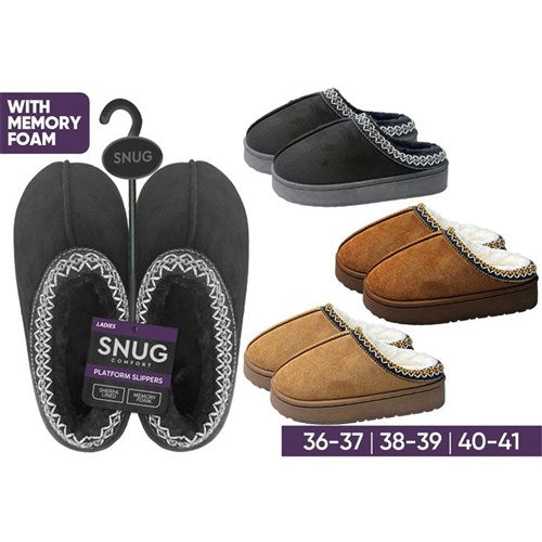 Ladies elevated indoor boots with fuzzy exterior