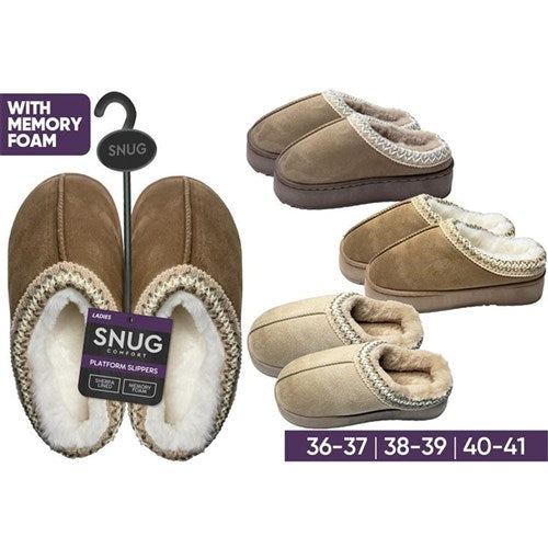 Ladies elevated indoor boots with stylish fuzzy details