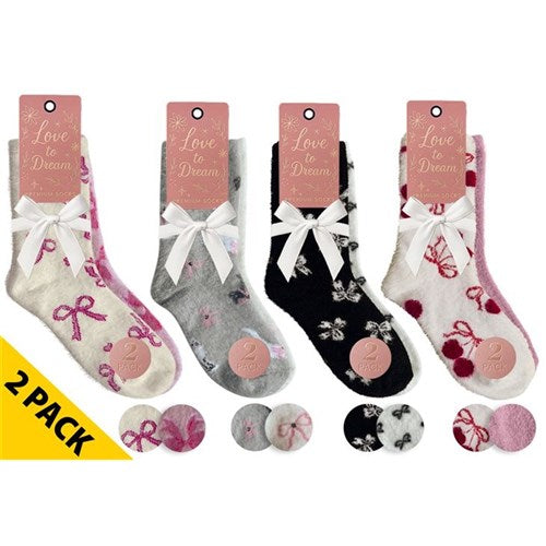 Ladies thick textured foot coverings with heartwarming prints