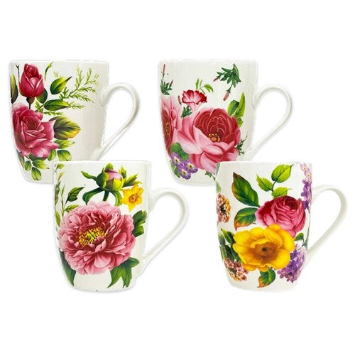 Ceramic drinking vessel featuring vibrant botanical designs