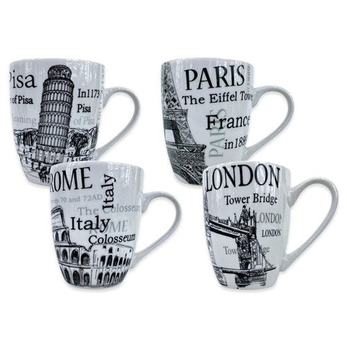 Ceramic drinking vessel celebrating iconic world cities