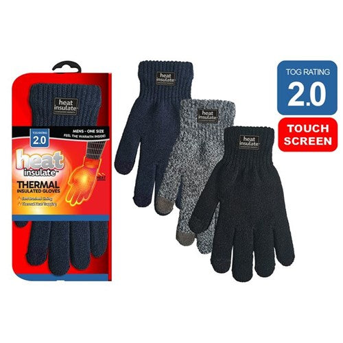 Mens thermal hand coverings with screen touch tips