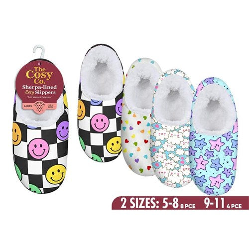 Brilliantly patterned indoor foot warmers with crisp imagery