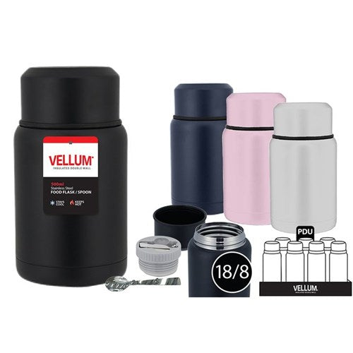 Wide mouth insulated container with integrated eating utensil