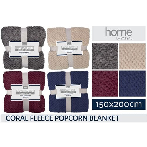 Coral Fleece Popcorn Blanket 150X200