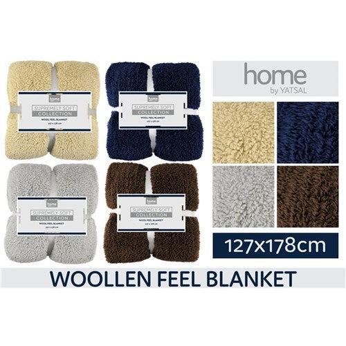 Woollen Feel Blanket 127X178cm