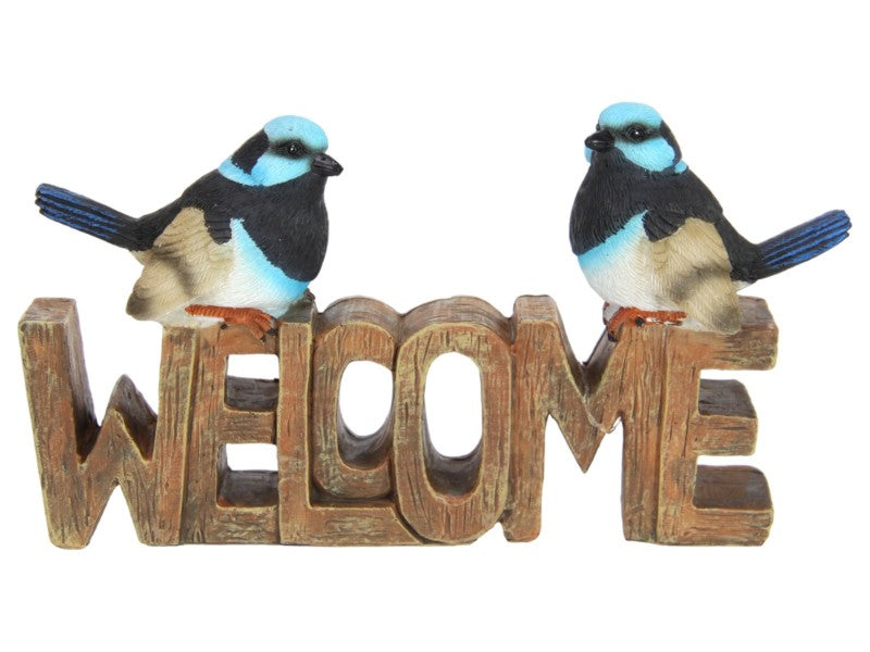 Blue Wrens on Welcome Sign 18cm