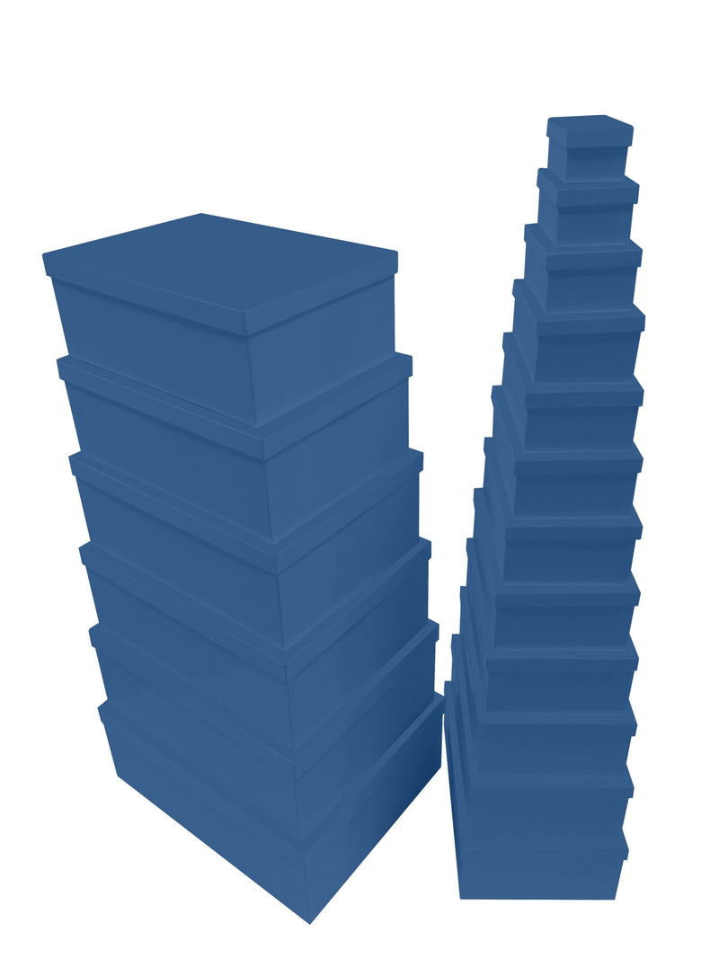 Set of eighteen federal blue gift boxes measuring 43 x 34 x 16 cm