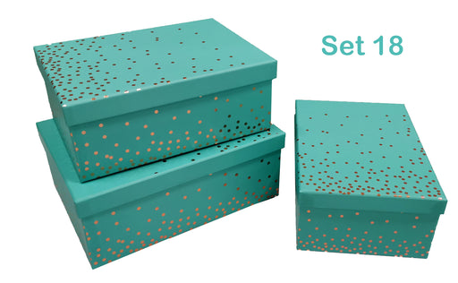 Set of eighteen Tiffany green gift boxes with rose gold foil detail