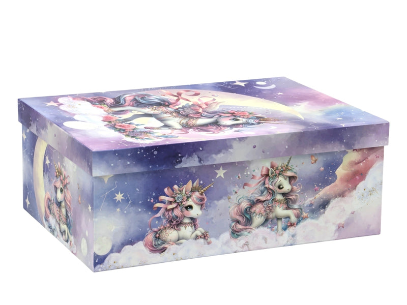 Set of eighteen unicorn themed gift boxes in assorted sizes