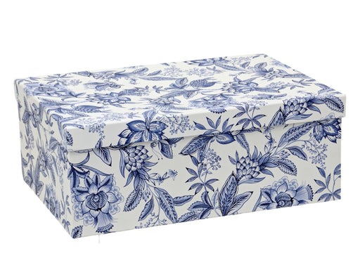 Set of eighteen white and blue floral gift boxes