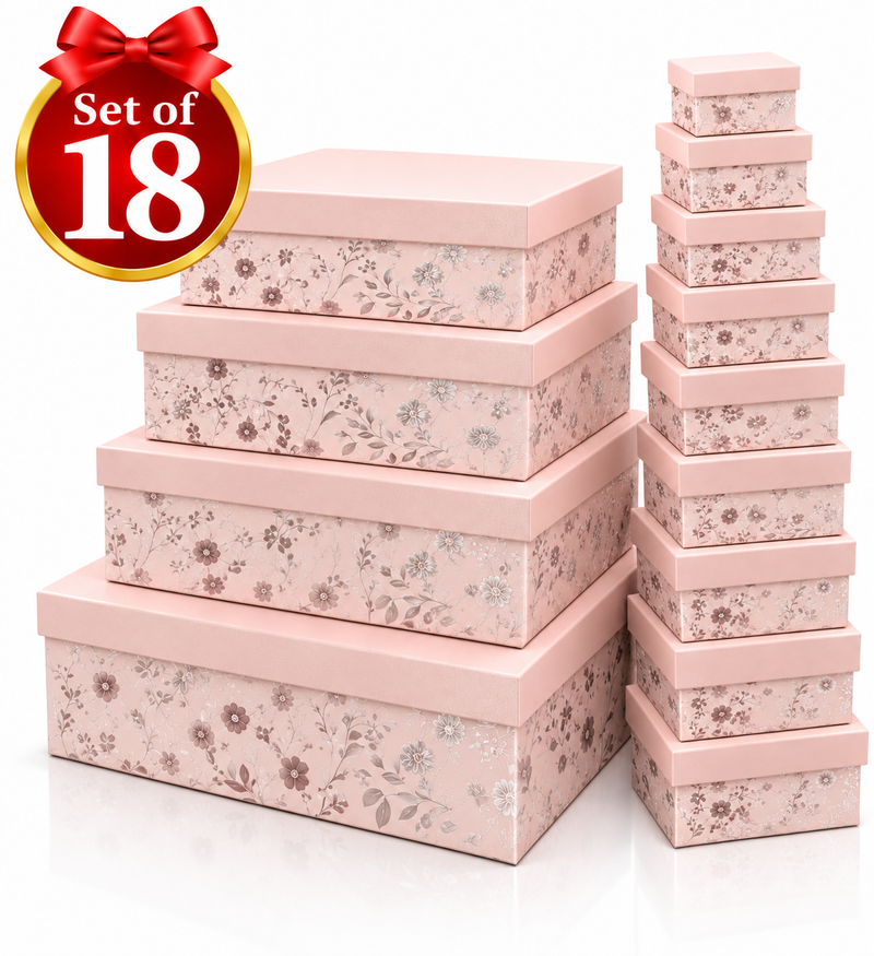 Gold foiled floral gift box set of 18 in two assorted colours