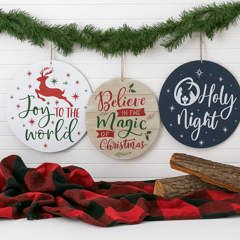 Round 30cm assorted wall plaque Christmas decorations