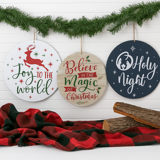 Round 30cm assorted wall plaque Christmas decorations