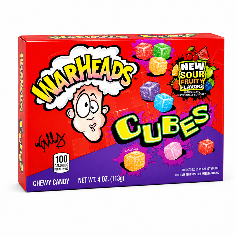 Warheads chewy sour candy cubes 113g box for parties and movie snacks
