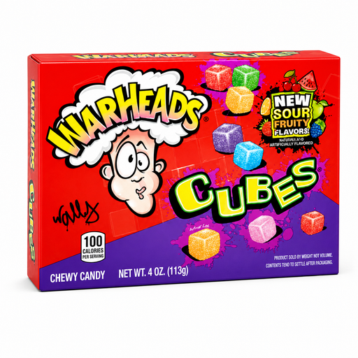 Warheads chewy sour candy cubes 113g box for parties and movie snacks
