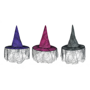 Ronis Webbed Witch Hat With Veil 3 Asstd – thumbnail