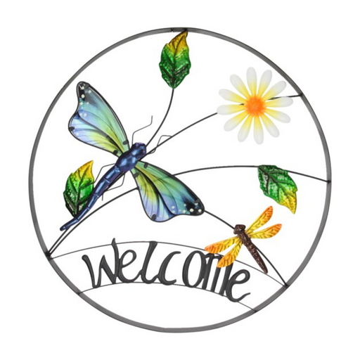 Ronis Welcome Dragonfly & Daisy Wall Art (Window Box) 54cm