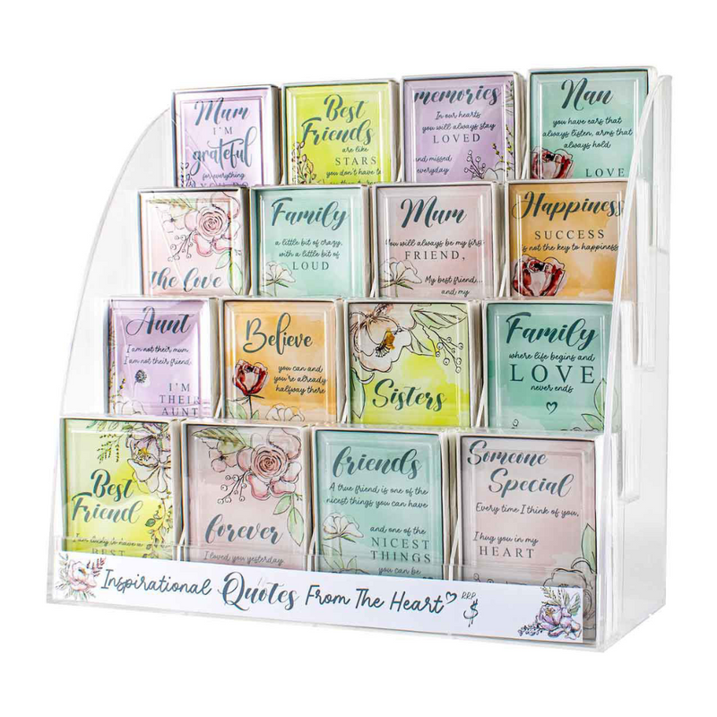 Ronis Wellness Glass Plaque Acrylic Display 16 Asstd