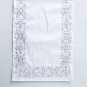 Ronis White Dupion Embroided Table Runner With Silver Sequin 44x120cm
