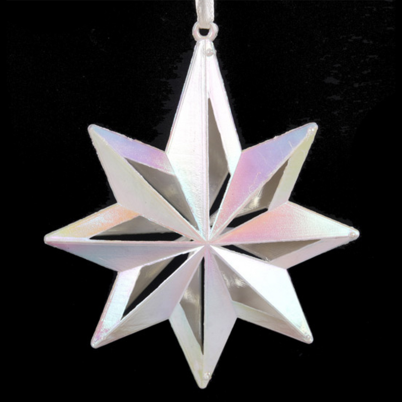 Ronis White Iridescent Star Tree Ornament 10x12cm