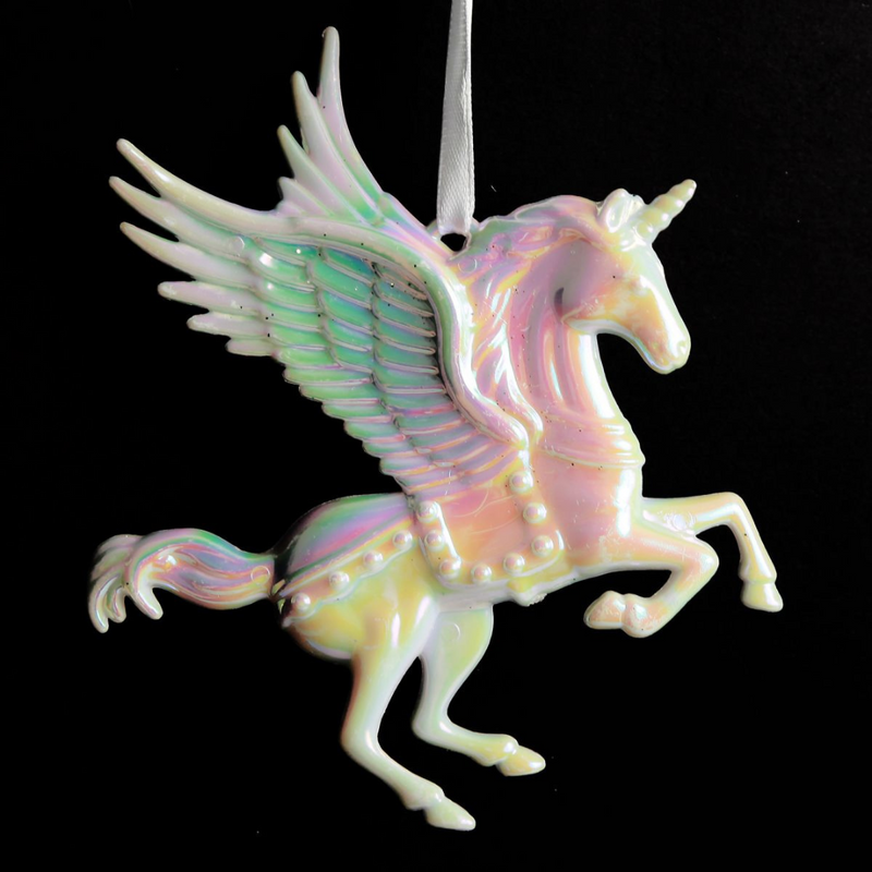 Ronis White Iridescent Unicorn Tree Ornament 18.5x12.7cm