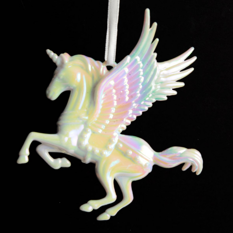 Ronis White Iridescent Unicorn Tree Ornament 18.5x12.7cm