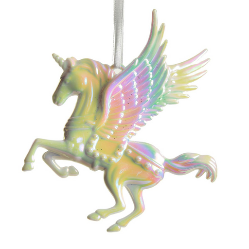Ronis White Iridescent Unicorn Tree Ornament 18.5x12.7cm