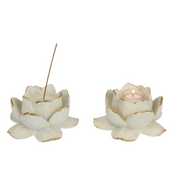 Ronis White Lotus Tealight Holder 16cm