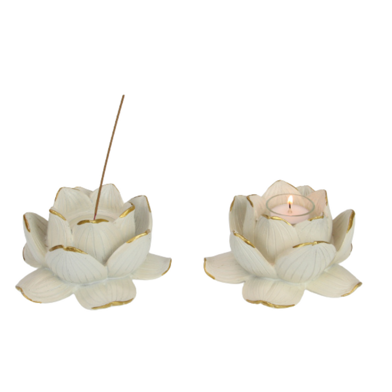Ronis White Lotus Tealight Holder 16cm