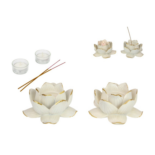 Ronis White Lotus Tealight Holder 16cm