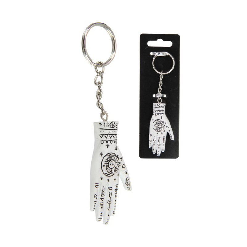 Ronis White Palmistry Phrenology Hand Key Ring