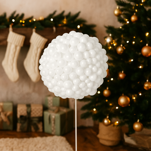 12cm white decorative ball with 30 attached picks for Christmas floral and tree décor