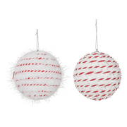 White candycane rope bauble with textured design, ideal for adding a festive and elegant touch to Christmas tree décor.