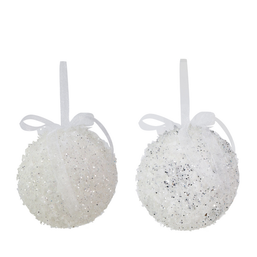 Ronis White Snow Bauble 10cm Assorted