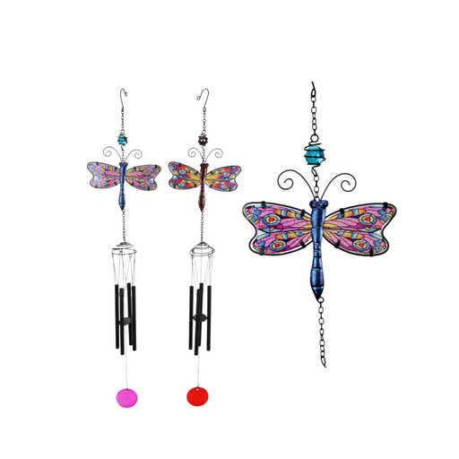 Ronis Wind Chime Mosaic Glass Dragonfly Assorted