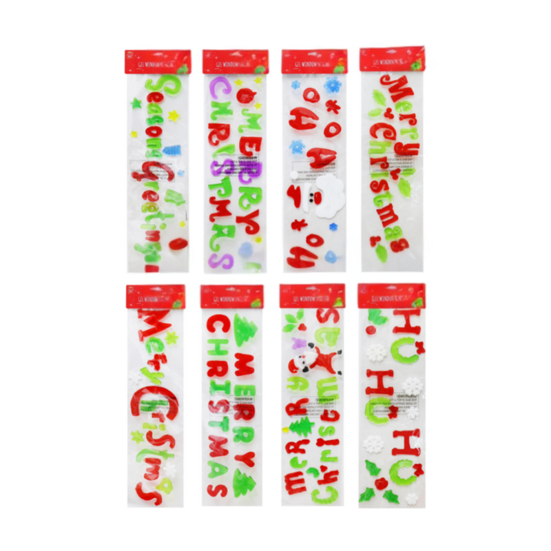 Window Gel Clings Long 14x48cm Assorted – reusable colourful gel stickers for windows and glass surfaces