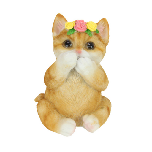 Ronis Wise Sitting Cats With Flowers 9cm