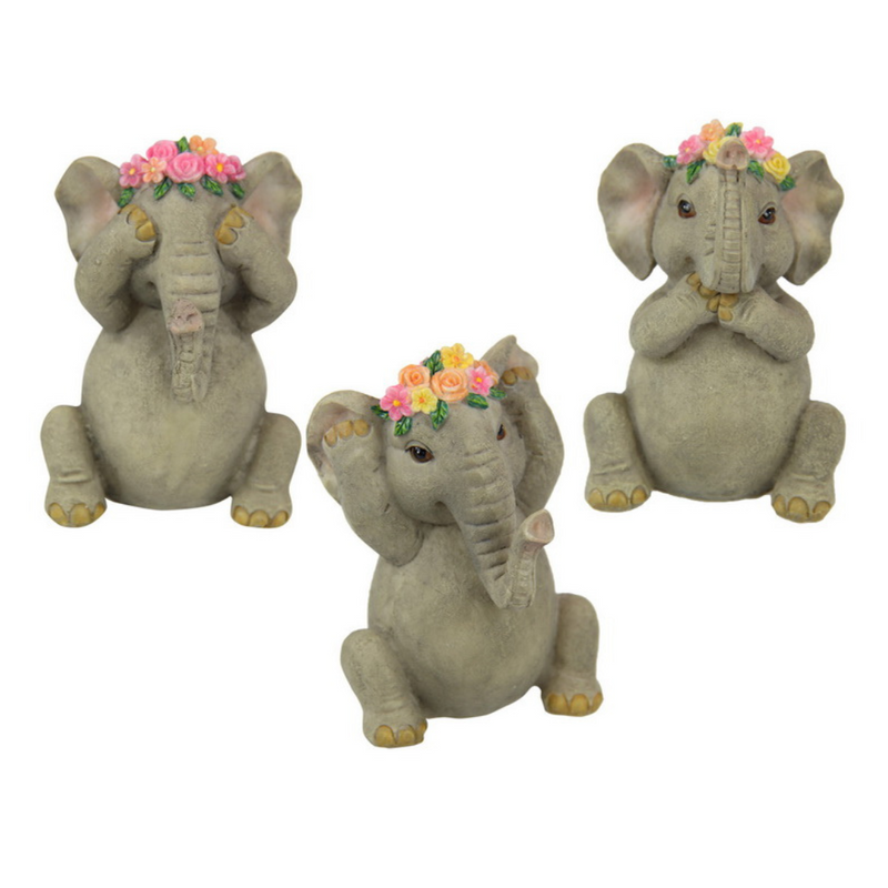 Ronis Wise Floral Elephants 10cm Assorted