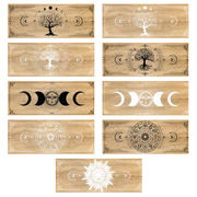 Ronis Wooden Astrology Zodiac 3 Compartment Boxes with Tassle and Moon Phase Beaded Details 24.3x9.3x6.5cm Assorted