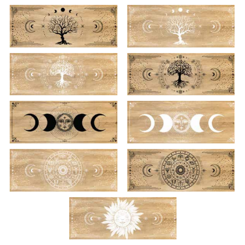 Ronis Wooden Astrology Zodiac 3 Compartment Boxes with Tassle and Moon Phase Beaded Details 24.3x9.3x6.5cm Assorted