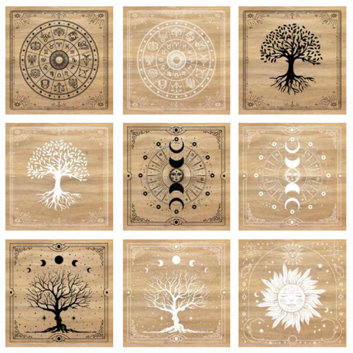 Ronis Wooden Astrology Zodiac Boxes with Tassle and Moon Phase Beaded Details 18.3x18.3x7cm Assorted