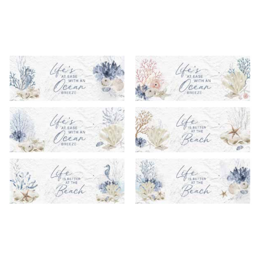 Ronis Wooden Beach Quote 3 Compartment Boxes with Tassle and Bead 24.3x9.3x6.5cm Assorted