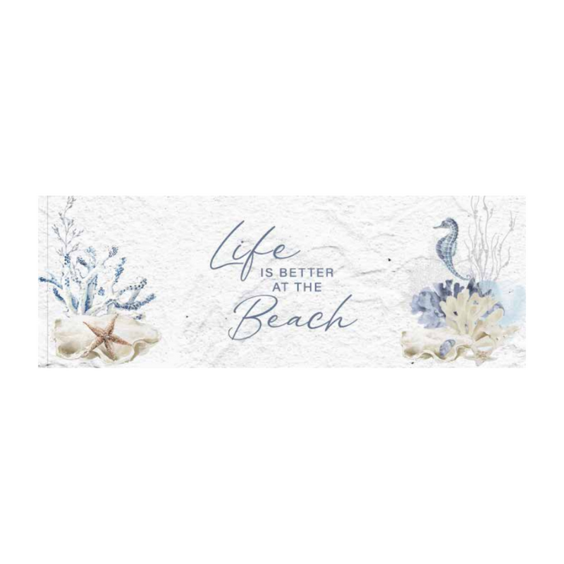 Wooden beach quote 3 compartment storage box with tassel and bead 24.3x9.3x6.5cm assorted coastal organiser