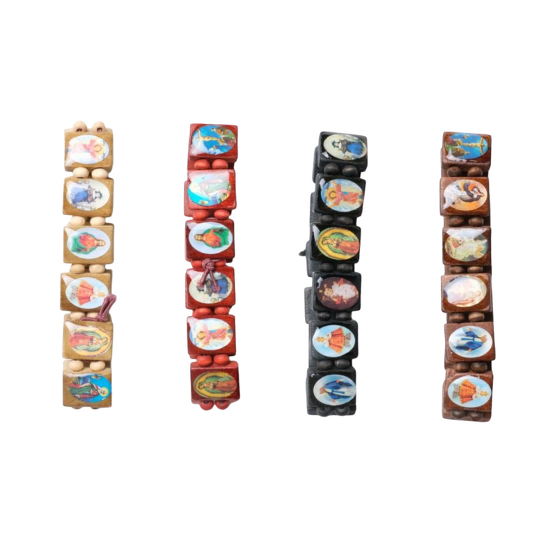 Ronis Wooden Rosary Bracelet 9cm 4 Asstd