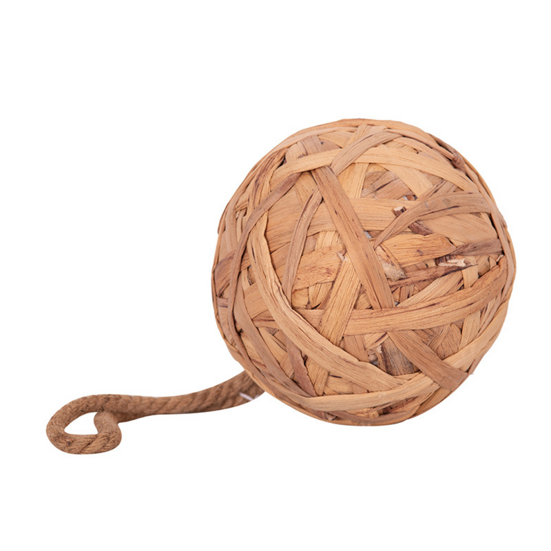 18cm natural woven Christmas bauble made from water hyacinth