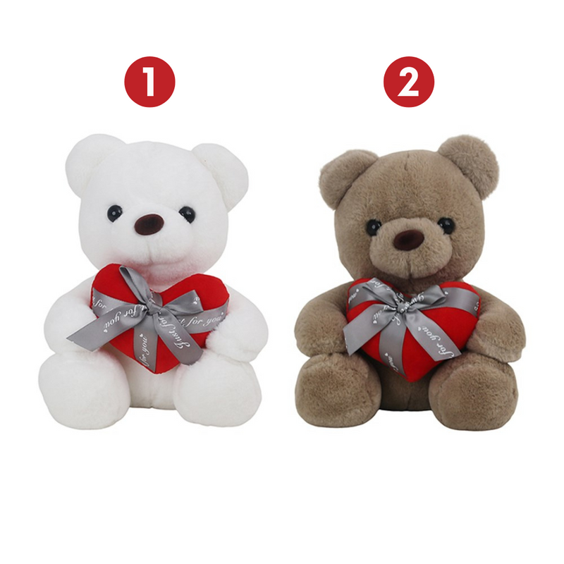 Ronis Wrapped Heart Plush Bear 30cm 2 Asstd